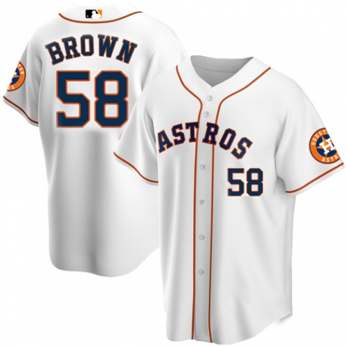 Hunter Brown #58 Houston Astros 2023 Season White AOP Baseball Shirt Fanmade