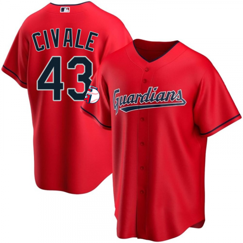 Aaron Civale #43 Cleveland Guardians 2023 Season Red AOP Baseball Shirt Fanmade