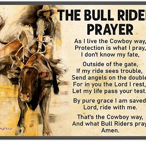 Personalized Bull Rider’s Prayer Poster Rodeo Bull Riding Poster Gift for Bull Rider Cow Boy Bull Riding Lover Christian Praying Home Decor Wall Art Print Unframed