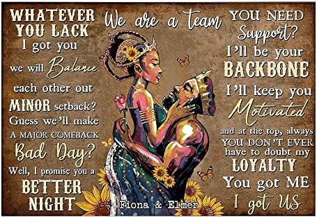 Sunflower We Are A Team Personalized Black Couple Poster, Gift for Couple, Afro African American Black King Black Queen, Valentine’s Day, Wedding Anniversary, Wall Art Print Bedroom Decor