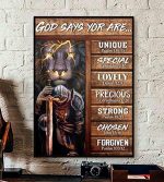 Posters & Prints God Says You Are Unique Jesus Lion The Knight Templar Poster, Lion Lover Gift, Gift for Christian Men Women on Birthday Easter, Religious Gift, Vertical Wall Art Home Decor No Frame Brown 12×18