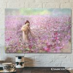 Jesus Holding A Lost Lamb On The Pink Flower Fields Wall Art – Jesus Canvas Poster – Christian Canvas Wall Art – Christian Gift – Ciaocustom