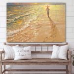 Footprints In The Sand Canvas Wall Art – Jesus & A Child Walk On The Beach Poster – Jesus Christ Canvas – Gift For Christian – Ciaocustom