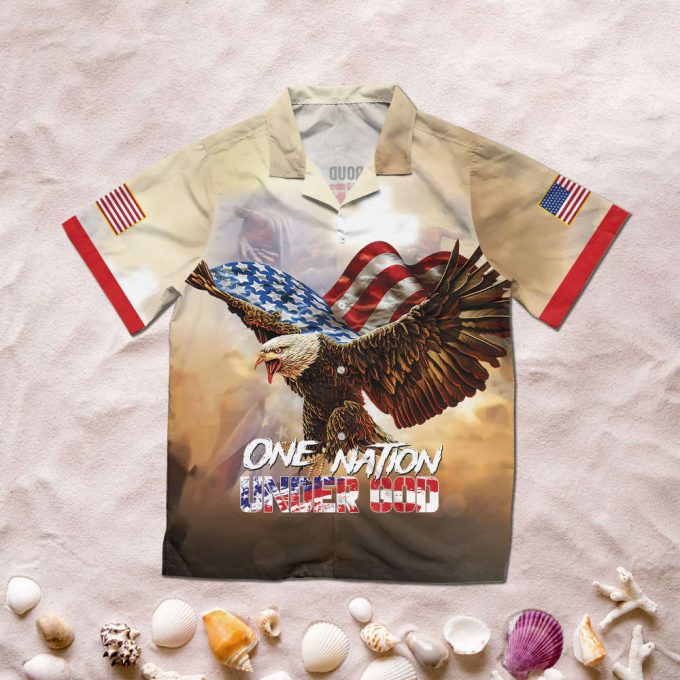 American Eagle One Nation Under God Proud Veteran Hawaiian Shirt Christian Gift