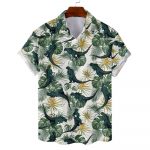 American Godzilla Lover Hawaiian Shirts For Men, Funny Hibiscus Hawaiian