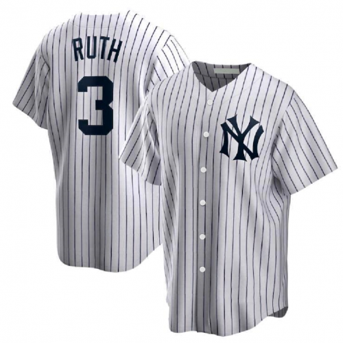 Babe Ruth #3 New York Yankees Player Jersey White Print Baseball Jersey