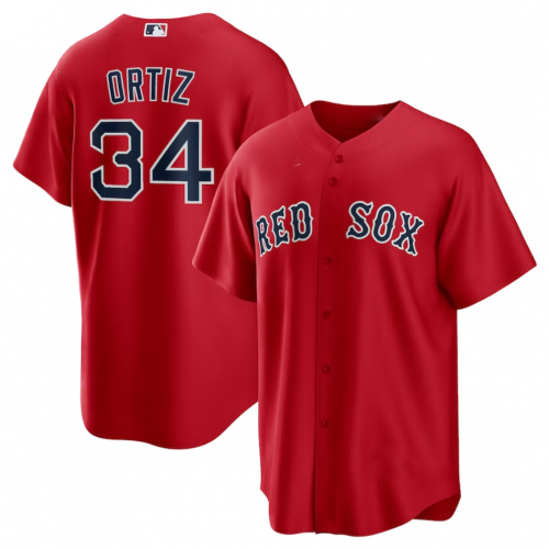 Baseball David Ortiz #34 Boston Red Sox Red Alternate Baseball Jersey