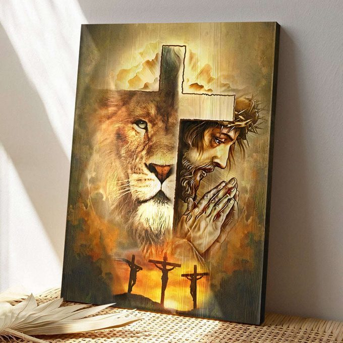 Bible Verse Wall Art Canvas – Christian Canvas Art – Jesus And Lion Canvas Poster – ,