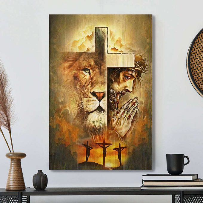 Bible Verse Wall Art Canvas – Christian Canvas Art – Jesus And Lion Canvas Poster – ,