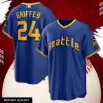 Blue Ken Griffey Jr. #24 Seattle Mariners 2023 City Baseball Jersey S/5XL