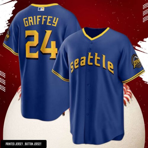 Blue Ken Griffey Jr. #24 Seattle Mariners 2023 City Baseball Jersey S/5XL