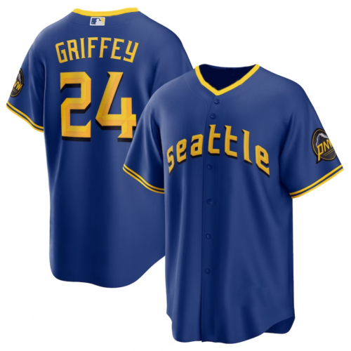 Blue Ken Griffey Jr. #24 Seattle Mariners 2023 City Baseball Jersey S/5XL