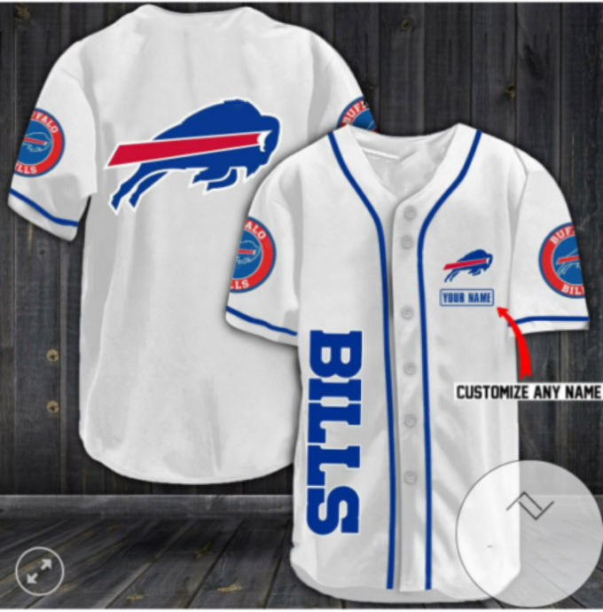 Buffalo Bills Shirt, White Baseball Jersey Best Print Shirt For Men, Sport Lover