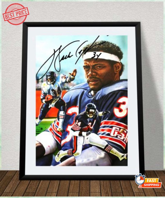 Chicago Bears Walter Payton #34 Posters Baseball Player Signature Wall Art