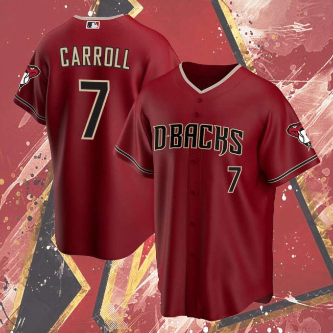 Corbin Carroll No.7 Dark Red Arizona Team Diamondbacks Baseball Jersey Printed