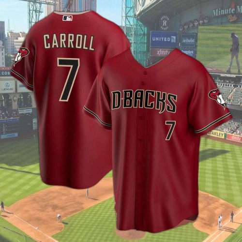 Corbin Carroll No.7 Dark Red Arizona Team Diamondbacks Baseball Jersey Printed