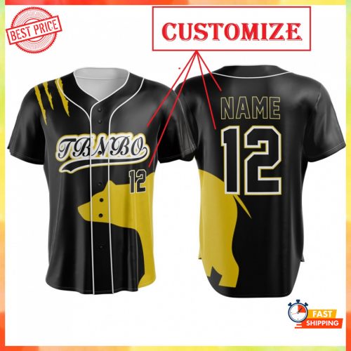 Custom Black Button Down Sublimation Personalized Baseball Jersey Size S-5XL