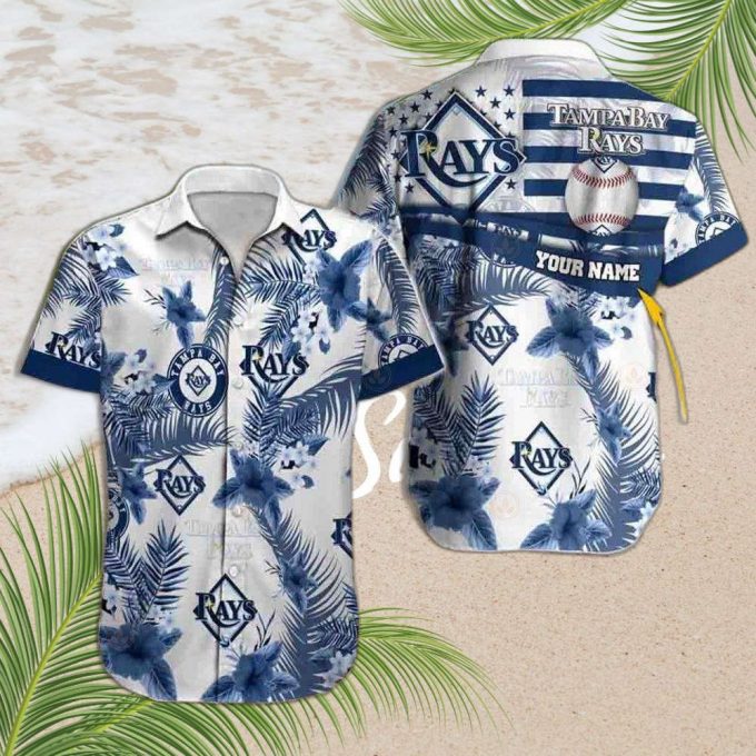 Custom Tropical Tampa Bay Rays Hibiscus Short-Sleeve Hawaiian Shirt