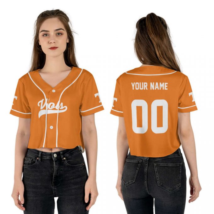 Custom Volunteers Baseball Jersey Crop Top Jersey Women Tennessee Jersey Orange