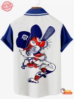 Detroit Tigers Mascot Funny Short-Sleeve Hawaiian Shirt for baseball Fans