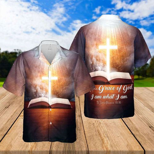 Grace Of God I Am What I Am Hawaiian Shirts – Religious Hawaiian Shirts – Hawaiian Christian For Men Women