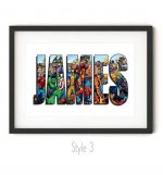 Personalized Name Art Prints | Superhero Nursery Name Poster | Marvell Nursery Deco | Gifts for Comics Lovers | Avenger Wall Art (No Frame)