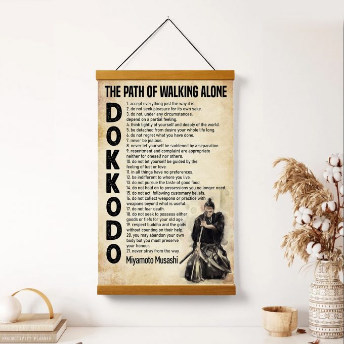 The Path Of Walking Alone Dokkodo Japanese Samurai Poster Canvas Japan Style Warrior Wall Art Print Wood Hanger Frame Inspirational Gift