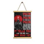 Pain Is Your Friend Japanese Samurai Poster Canvas Japan Warrior Wall Art Print Wooden Hanger Frame Inspirational Gift Home Decoration