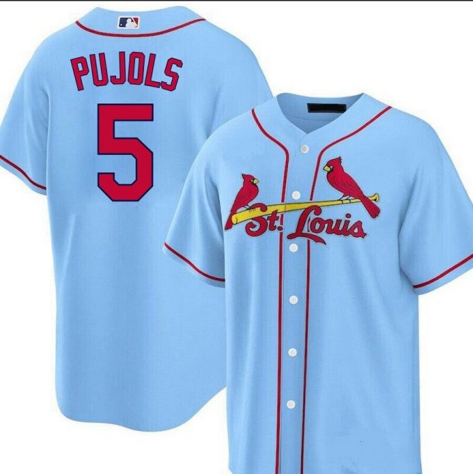 Light Blue Albert Pujols #5 St Louis Cardinals Baseball Jersey Shirt For Fans