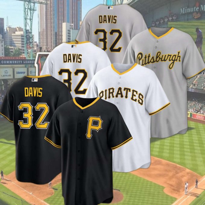 Men’S Henry Davis #32 Pirates Baseball Jersey Printed Color Collection