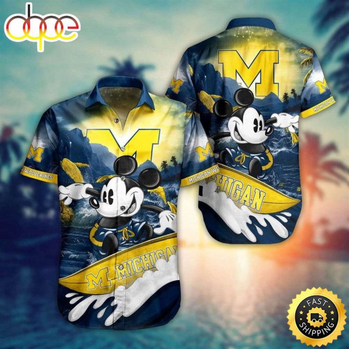 Mickey Mouse Disney Michigan Wolverines Hawaiian Shirt