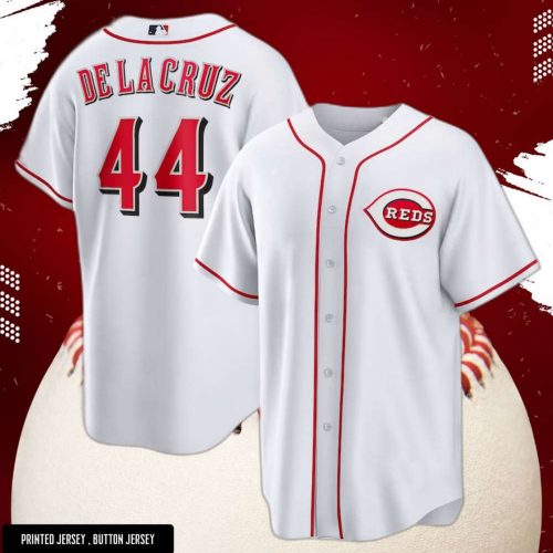 New Style DeLa Cruz #44 Cincinnati Reds White Baseball Jersey S/5XL