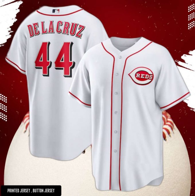 New Style Dela Cruz #44 Cincinnati Reds White Baseball Jersey S/5Xl