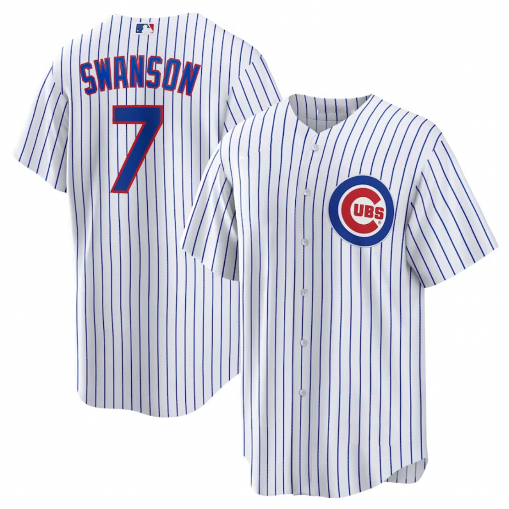 No#7 Dansby Swanson Chicago Cubs Baseball Jersey – White Royal Uniform Shirt New