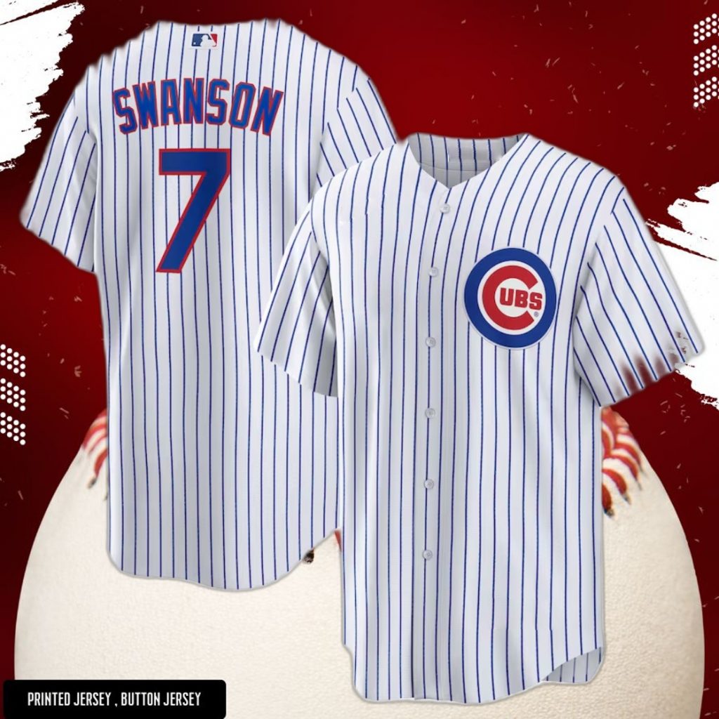 No#7 Dansby Swanson Chicago Cubs Baseball Jersey – White Royal Uniform Shirt New