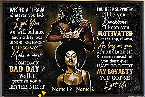 Personalized Gift, Custom We’re A Team Poster, Black Pride Poster, Gift for Couple Size 12″x18″ 18″x24″ 24″x36″, No Frame