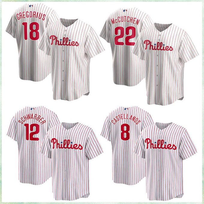 Phillies #12 Kyle Schwarber #18 Gregorius Player Baseball Jersey Printed