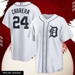 Player Miguel Cabrera #24 Detroit Tigers White Printed Baseball Jersey S/5XL