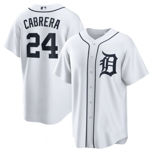 Player Miguel Cabrera #24 Detroit Tigers White Printed Baseball Jersey S/5XL