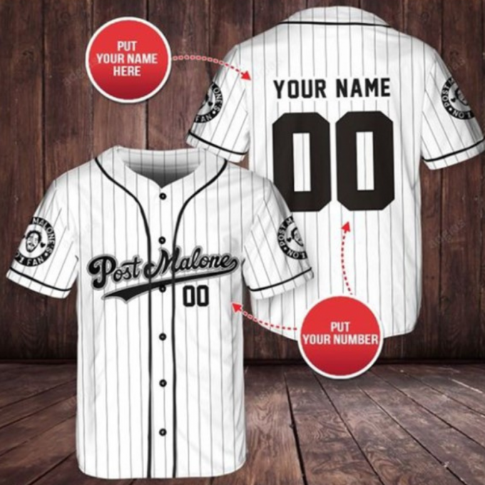 Post Malone Baseball Jersey, Custom Name Post Malone Jersay, Sport Lover