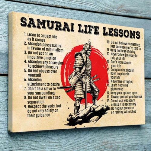 Samurai Life Lessons Poster: Vintage Japanese Warrior Wall Art – Inspirational Gift for Samurai Lovers Japan Style