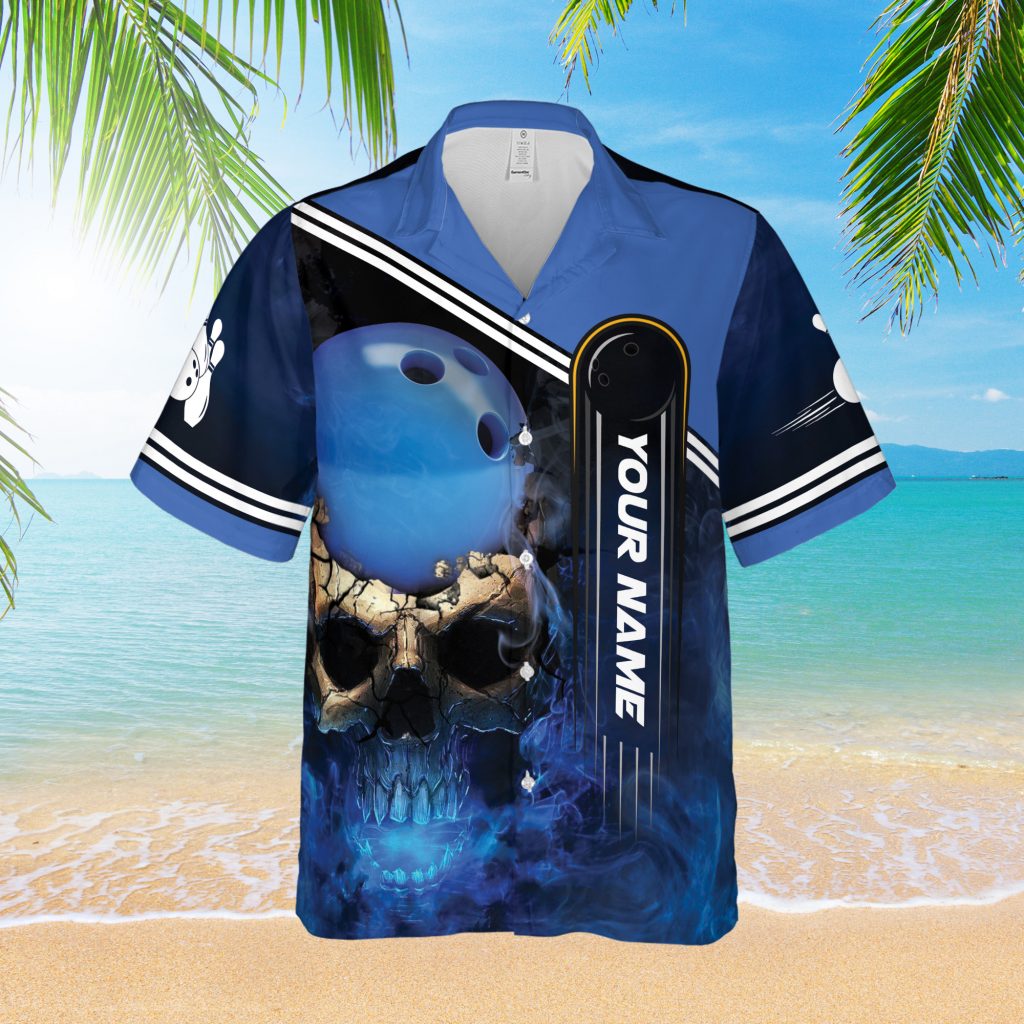 Skull Custom Bowling Beast Short-Sleeve Hawaiian Shirt Bowler Team Player Gift