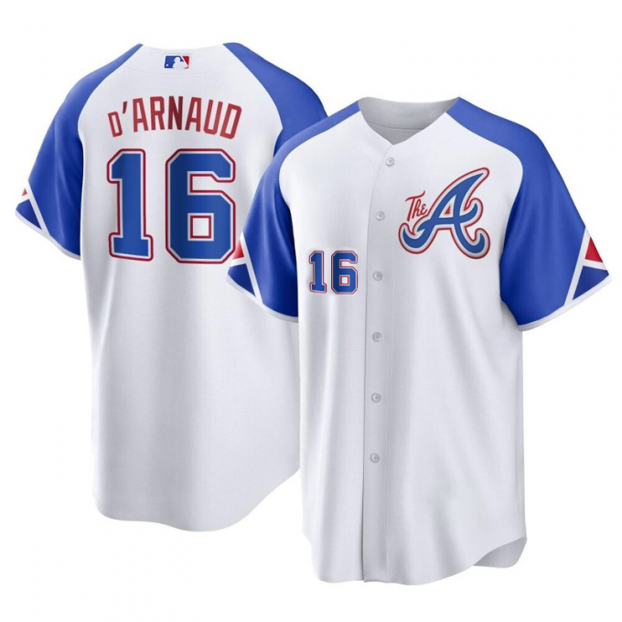 Travis D’Arnaud #16 Atlanta Braves 2023 Season White Aop Baseball Shirt Fanmade