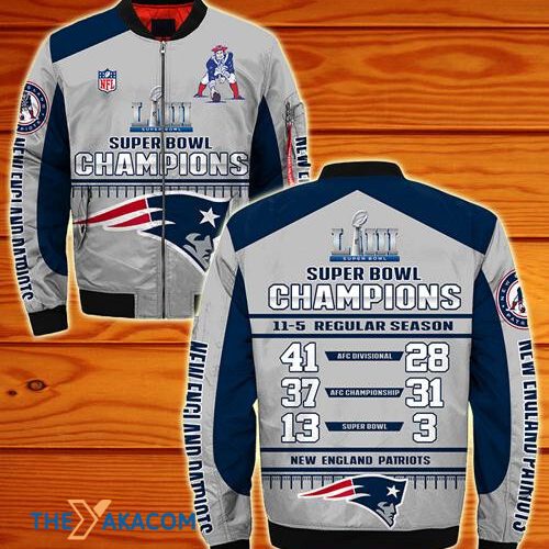 Super Bowl Champions New England Pat American Football Team Patriots Gift For Fan Team Bomber Jacket Outerwear Christmas Gift Frab Magazines & More Store