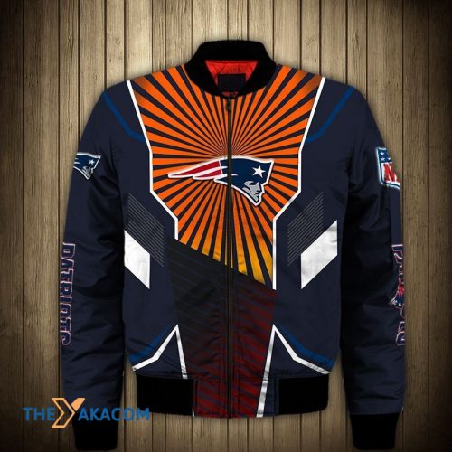 New England Pat American Football Team Patriots Stripes Pattern Gift For Fan Team Bomber Jacket Outerwear Christmas Gift Frab Magazines & More Store