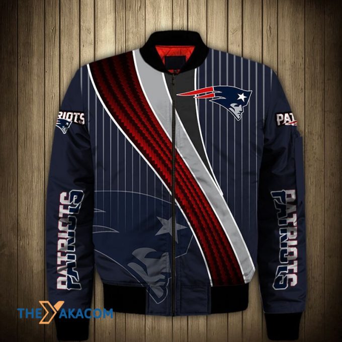 New England Pat American Football Team Patriots Vertical Stripes Gift For Fan Team Bomber Jacket Outerwear Christmas Gift Frab Magazines &Amp;Amp; More Store