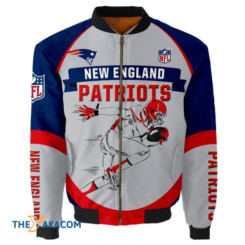 New England Pat American Football Team Patriots Team Gift For Fan Graphic Player Running Bomber Jacket Outerwear Christmas Gift Frab Magazines & More Store