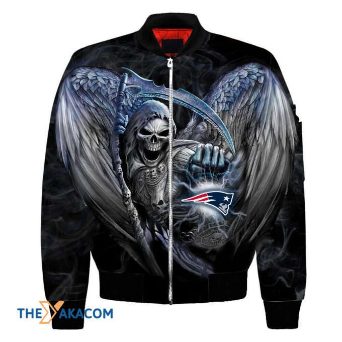 New England Pat American Football Team Patriots Winged Death God Gift For Fan Team Bomber Jacket Outerwear Christmas Gift Frab Magazines &Amp;Amp; More Store