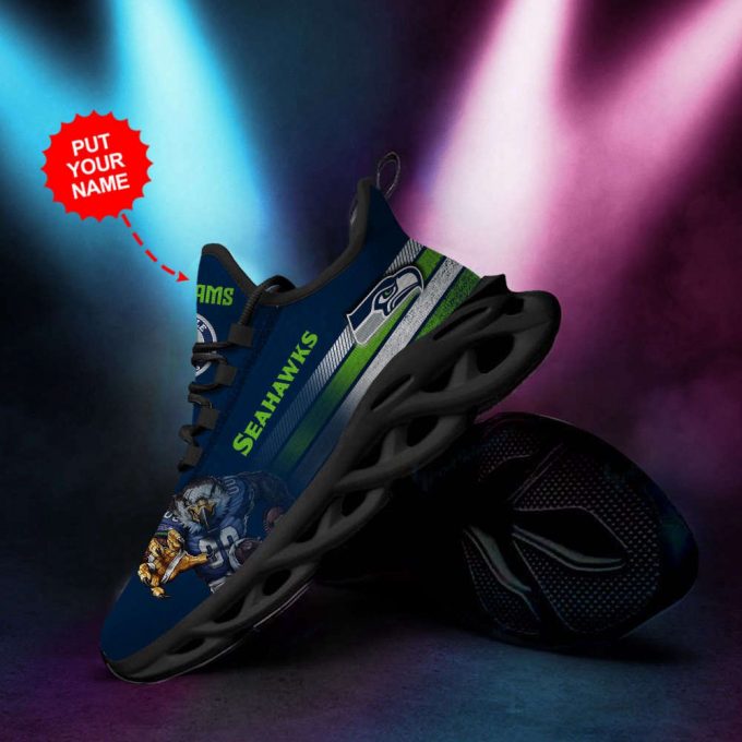 Personalized Name Seattle Seahawks Max Soul Sneakers Running Sports Shoes For Men Women