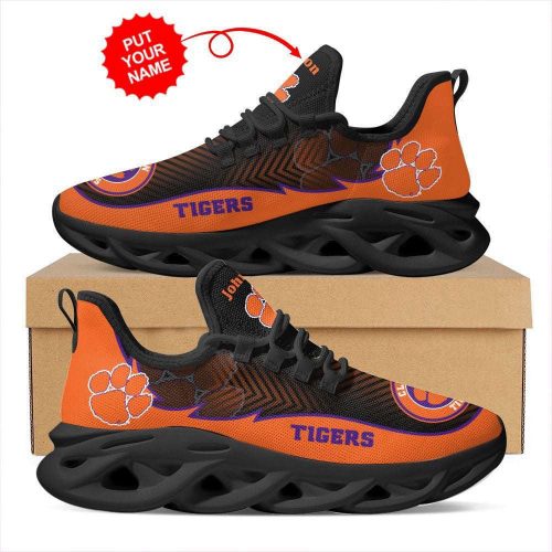 Personalized Name Clemson Tigers Max Soul Sneakers Running Sports Shoes For Men Women